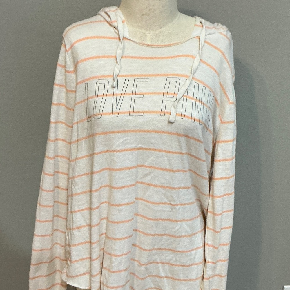PINK Victoria's Secret Love Pink Striped Hoodie